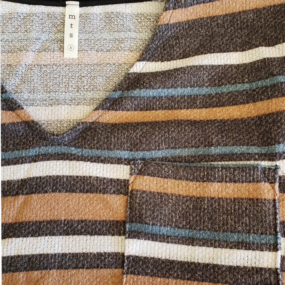 MITTOSHOP Casual Chic Oversized Mixed Stripes Top - Picture 2 of 6